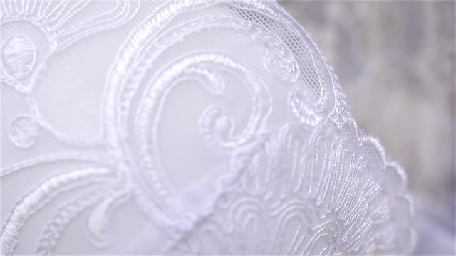 Beautiful beige and white silk and lace lingerie closeup