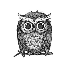 Naklejka premium Dotwork Cute Owl