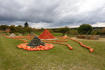 pyramid from Autumn harvested pumpkins