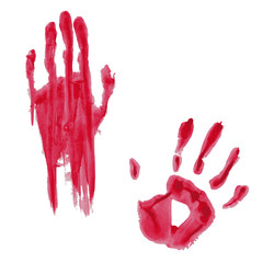 Bloody hand print isolated on white background. Vector illustration