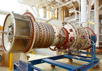 The exchange gas turbine engine used in offshore oil and gas central processing platform.