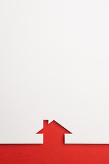 background of simple house on red border