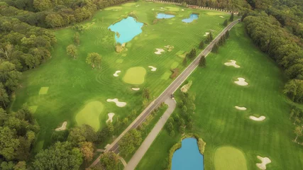 Fototapete Rund aerial view over the golf playground © savantermedia
