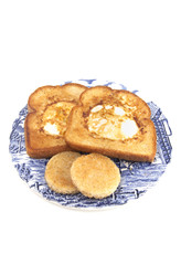 A Classic Meal Eggs Fried in the Center of Toast for Breakfast