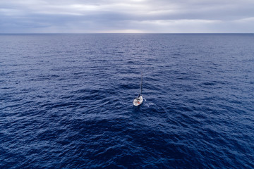 Aerial view of a sailboat
