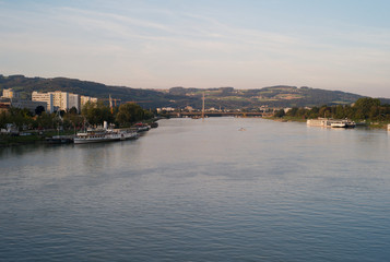 Fototapeta na wymiar The River Danube in Linz, Austria