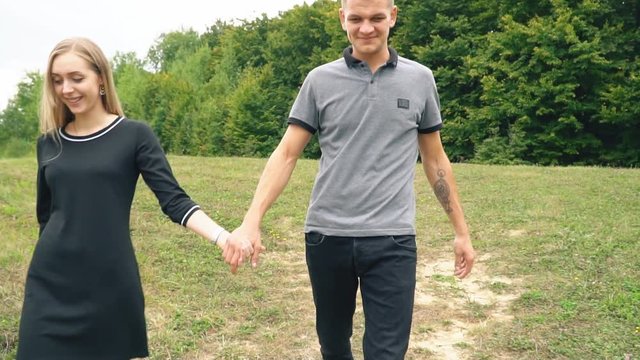 young couple walking