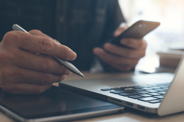 Man using mobile smartphone