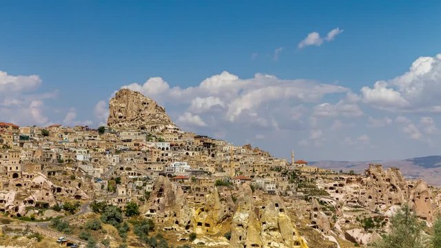 Time lapse of Uchisar Castle in Cappadocia