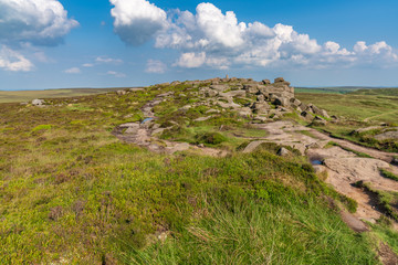 On top of Stanage Edge near Hathersage in the East Midlands, Peak District, Derbyshire, England, UK