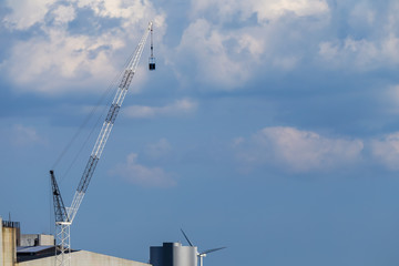 Steel girders supporting a dry dock crane