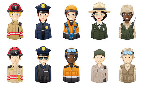 Professions avatars icons set