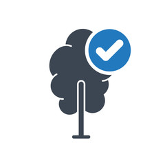 Tree icon, forest, nature, ecology concept icon with check sign. 