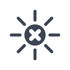 Sun icon, brightness, electric, light concept icon with cancel sign. Sun icon and close, delete, remove symbol