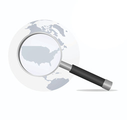 USA map in magnifying glass. vector illustration