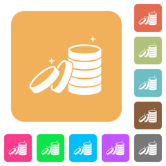 Stack of treasure rounded square flat icons