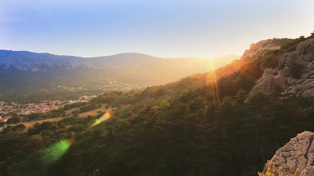 Time lapse sunset in mountain, Croatia