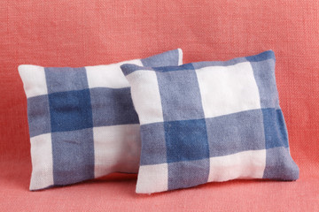 Retro style pillows  on the pink background