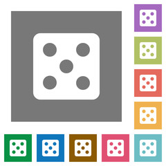 Dice five square flat icons