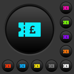 Pound discount coupon dark push buttons with color icons