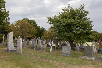 Mount Olivet Cemetery Halifax, summer sun, no people, quiet, solemn, peace, headstones.
