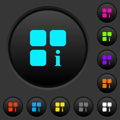 Component information dark push buttons with color icons