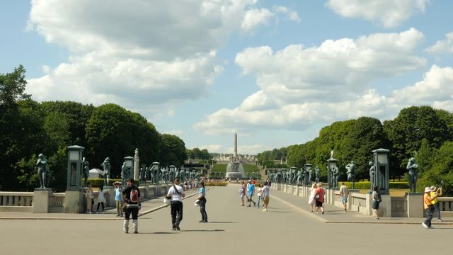 Shot of Frognerparken (Vigelandsparken) in Oslo, Norway, bridge