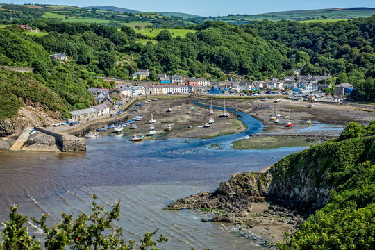 Fishguard Harbour  and estuary talen in Fishguard, Pemrokeshire, UK on 15 July 2015