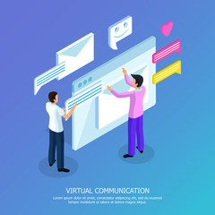 Virtual Communication Isometric Background 