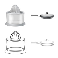 Vector design of kitchen and cook sign. Collection of kitchen and appliance stock vector illustration.