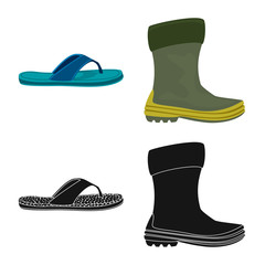 Vector design of man and foot sign. Set of man and wear vector icon for stock.