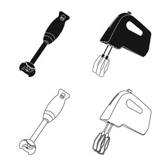 Vector design of kitchen and cook symbol. Set of kitchen and appliance stock symbol for web.