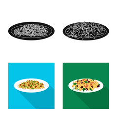 Vector illustration of pasta and carbohydrate symbol. Set of pasta and macaroni stock vector illustration.