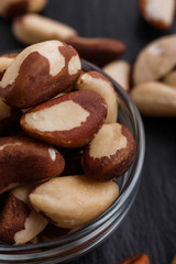 brazil nut on a dark stone background