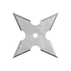 Japan Steel Shuriken on white. 3D illustration