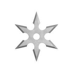 Japan Steel Shuriken on white. 3D illustration