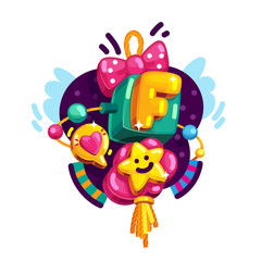 Baby girl alphabet letter F