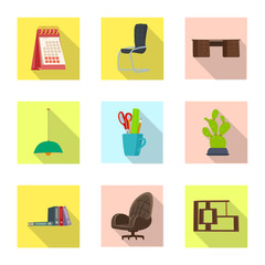Isolated object of furniture and work icon. Collection of furniture and home stock symbol for web.