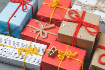 Christmas gifts, winter, children and adult holiday new year.