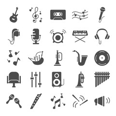 Music simple icons set for web and mobile design