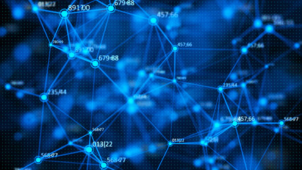 Data technology background. Abstract background. Connecting dots and lines on dark background. 3D rendering. 4k.