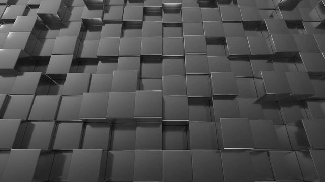 Abstract looping motion background texture of metallic cubes.