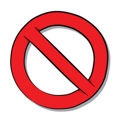 Ban. Stop. Icon. Sketch. Isolated on white. Vector illustration.