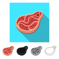 Vector design of meat and ham symbol. Collection of meat and cooking vector icon for stock.