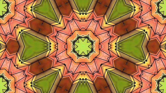 multicolored three-dimensional pattern from star figures slowly moving. abstract kaleidoscope background. 3D rendering