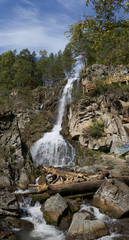 Kamyshlinsky falls at Kamyshla river near Barangol village. Altai Republic. Russia