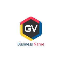 Initial Letter GV Logo Template Design