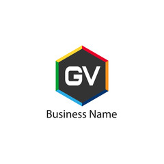 Initial Letter GV Logo Template Design