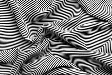 Silk fabric with black and white striped pattern