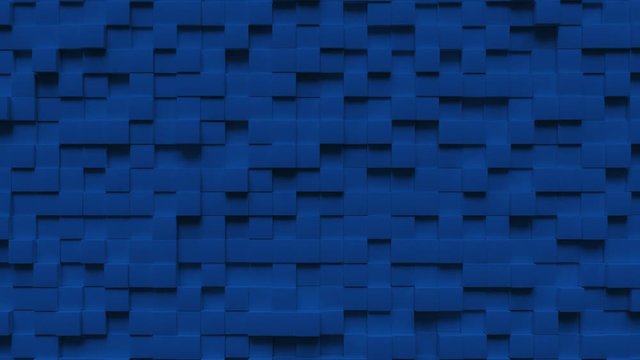 Abstract looping motion background texture of blue cubes.
